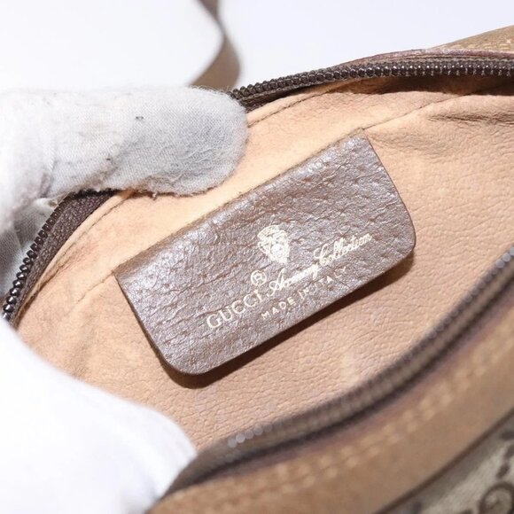 GUCCI GG Supreme Web Sherry Line Bag PVC Beige Gold 116 02 089 Auth BA4187 - Picture 13 of 16